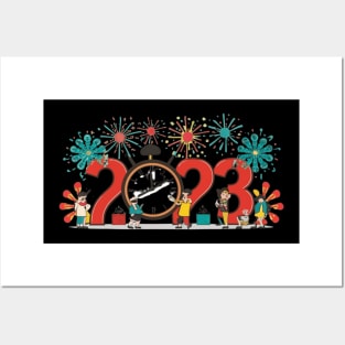 New Year's Countdown Bash, New Year, celebration, countdown, fireworks, party, joy, holiday, festive, clock, cheer Posters and Art